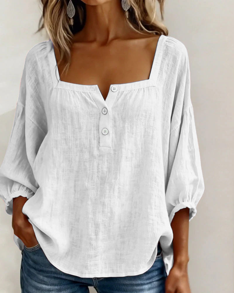 Orlinda | Puff Sleeve Blouse with Square Neckline