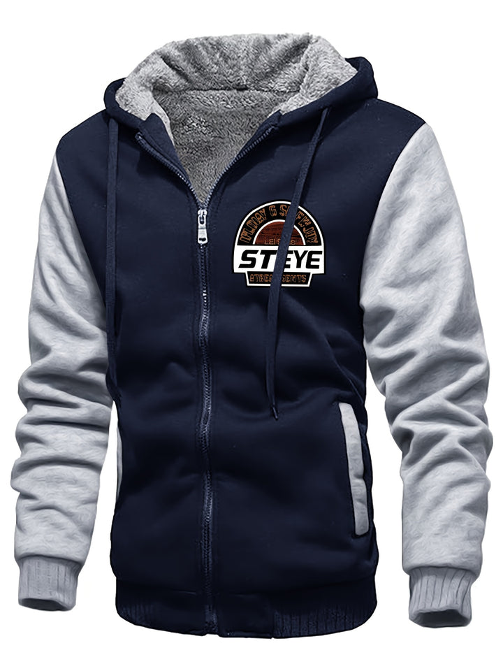 Men's Sherpa Lined Colour Block Zip Up Hoodie Jacket 6