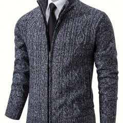 Padraig | Men's Zip Up Stand Collar Aran Cardigan