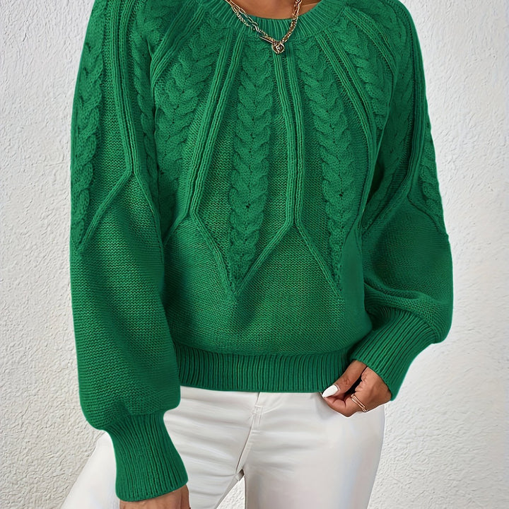 Women's Balloon Sleeve Cable Knit Aran Jumper 18