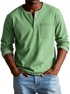 Áedán | Long-Sleeve Henley Shirt with Chest Pocket