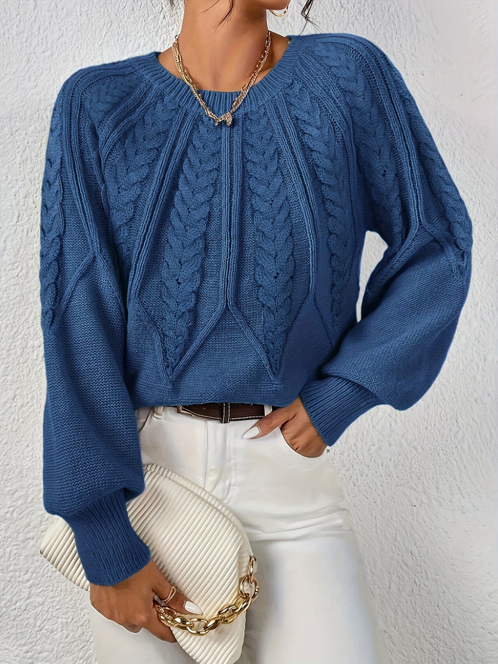 Women's Balloon Sleeve Cable Knit Aran Jumper 8