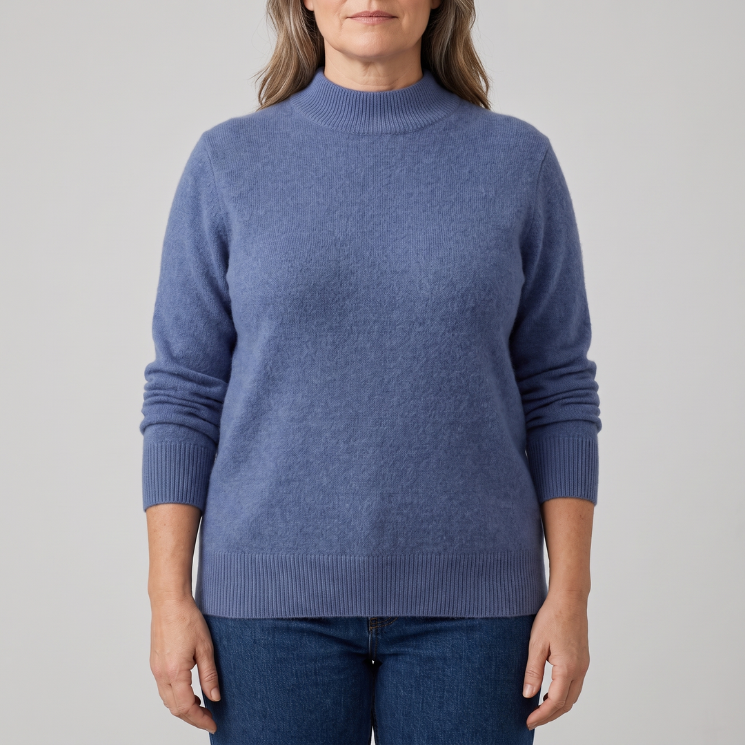 Women's Cashmere-Feel Mock Neck Sweater - Blue