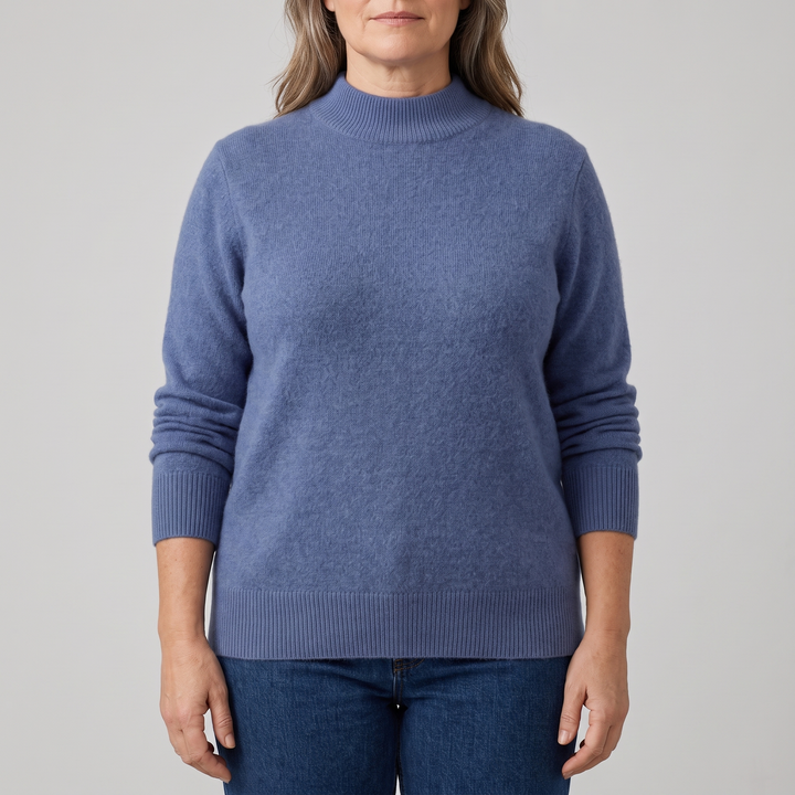 Women's Cashmere-Feel Mock Neck Sweater - Blue