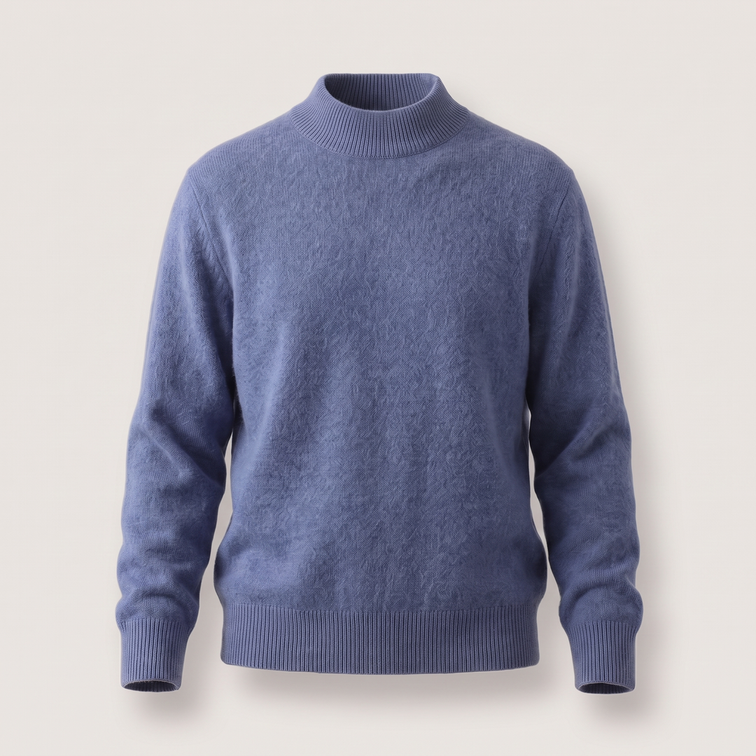 Women's Cashmere-Feel Mock Neck Sweater - Blue