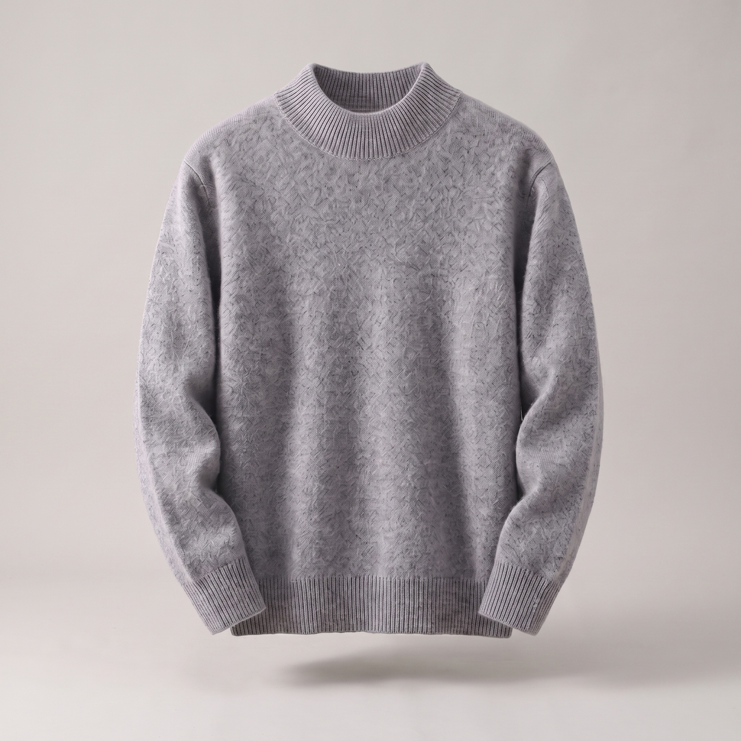 Women's Cashmere-Feel Mock Neck Sweater - Grey