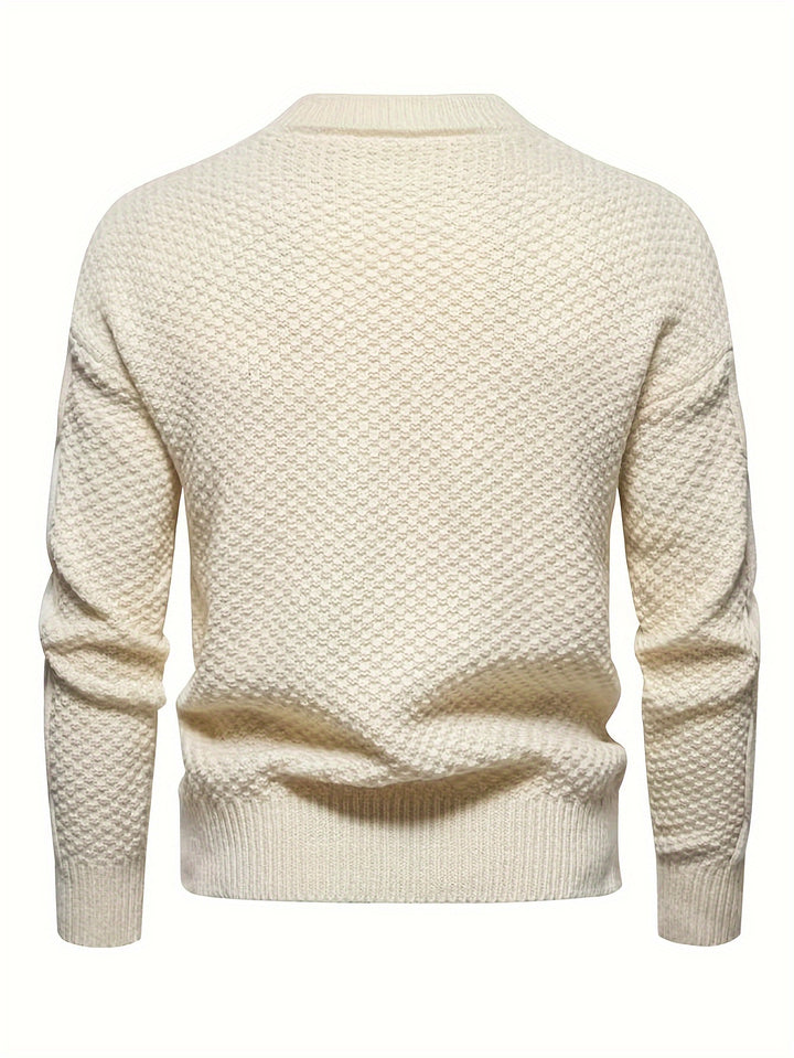Men's Crew Neck Diamond Cable Knit Aran Jumper 9