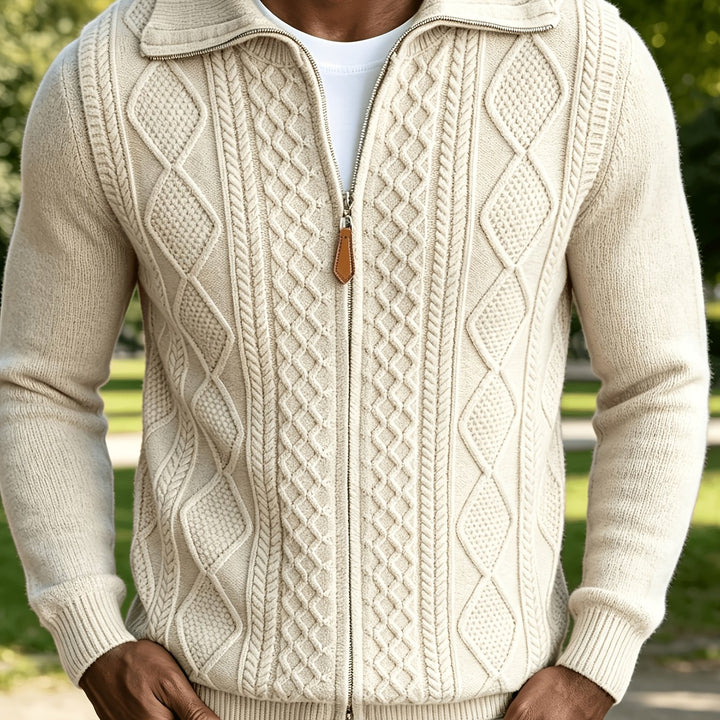 Men's Zip Up Cable Knit Aran Cardigan 13