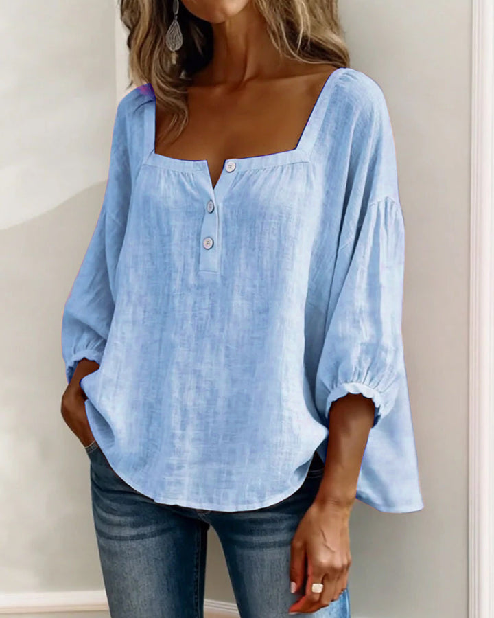 Orlinda | Puff Sleeve Blouse with Square Neckline