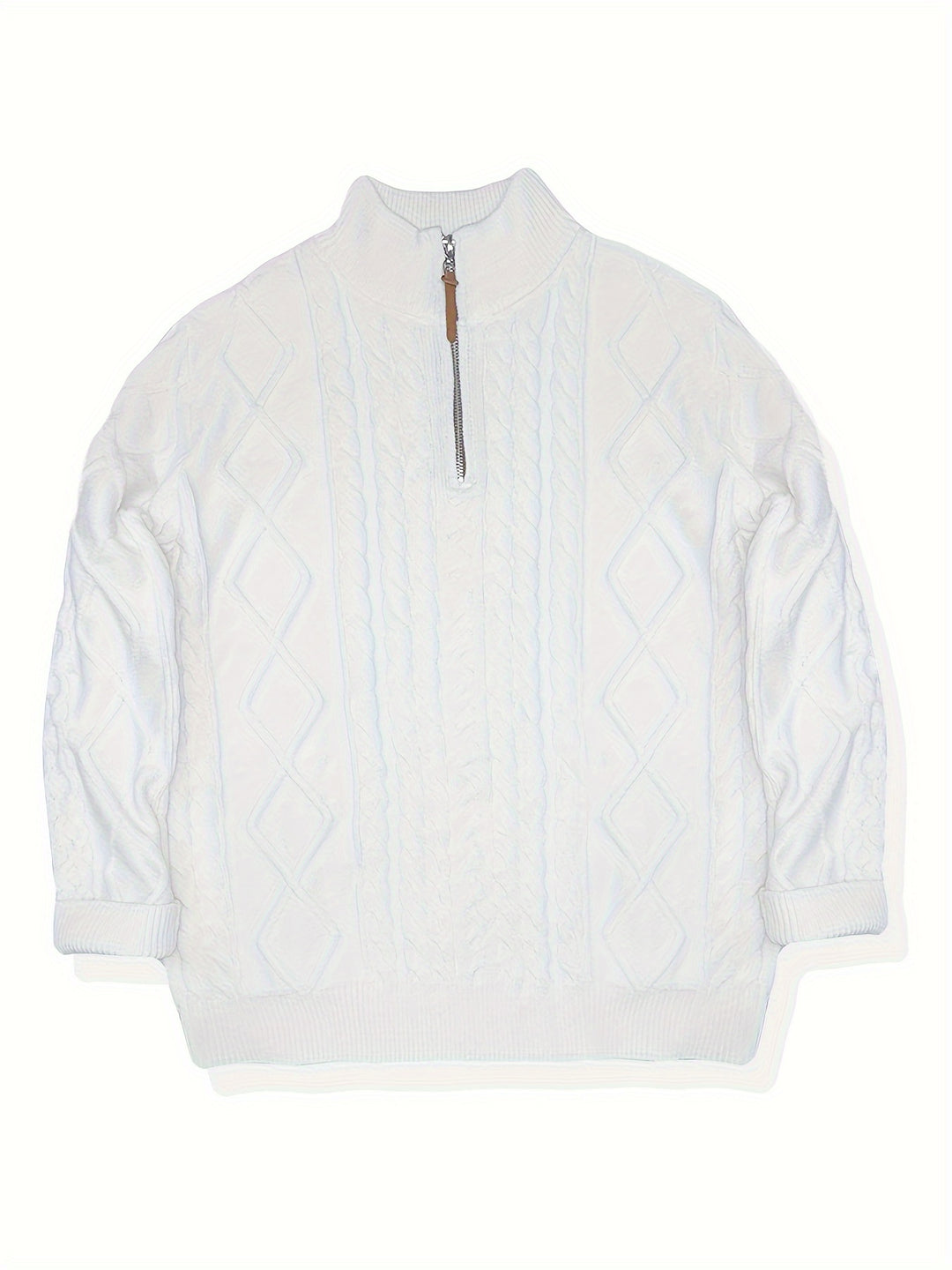 Men's Half Zip Chunky Cable Knit Aran Jumper 6