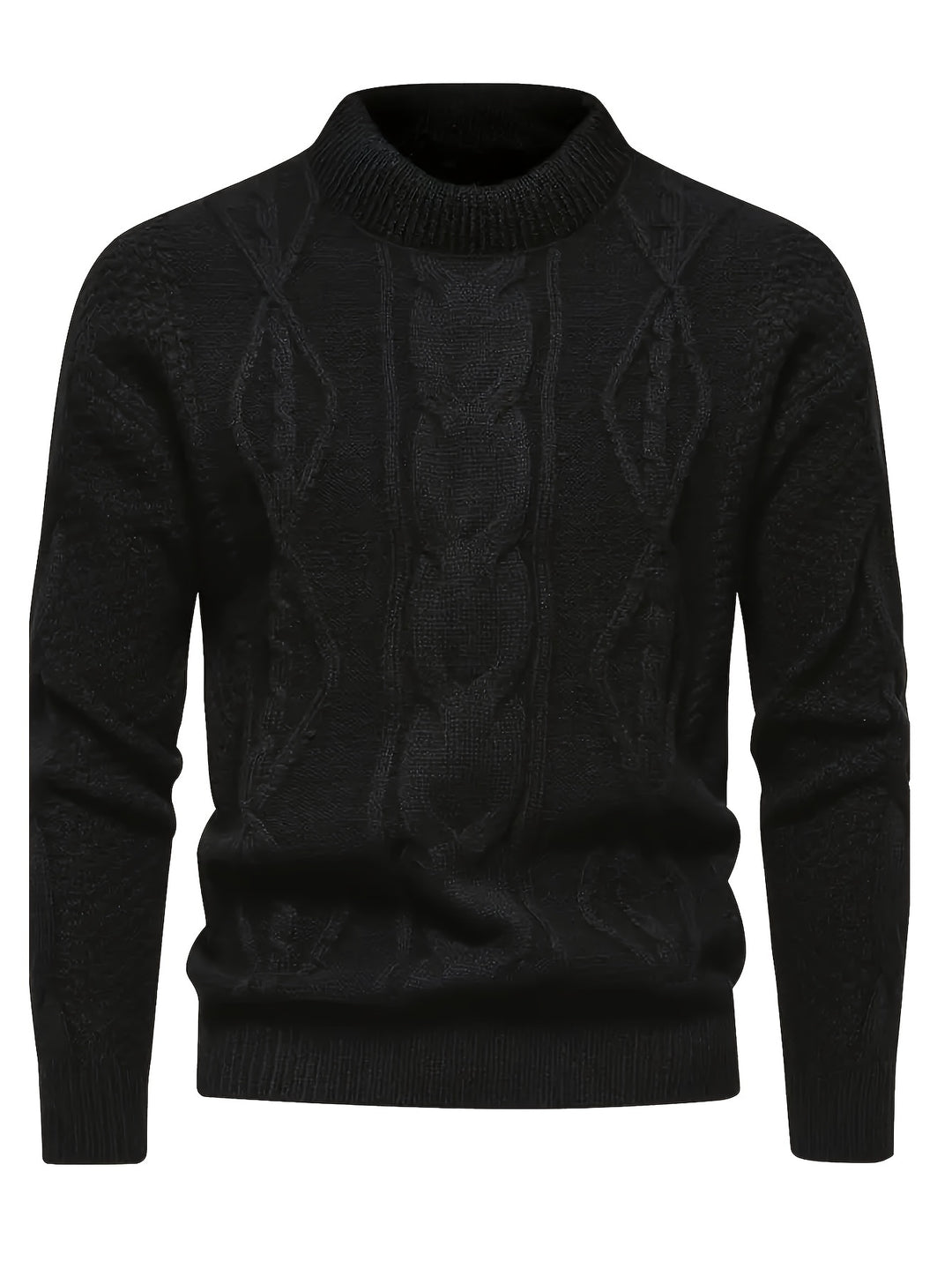 Men's Crew Neck Diamond Cable Knit Aran Jumper 5