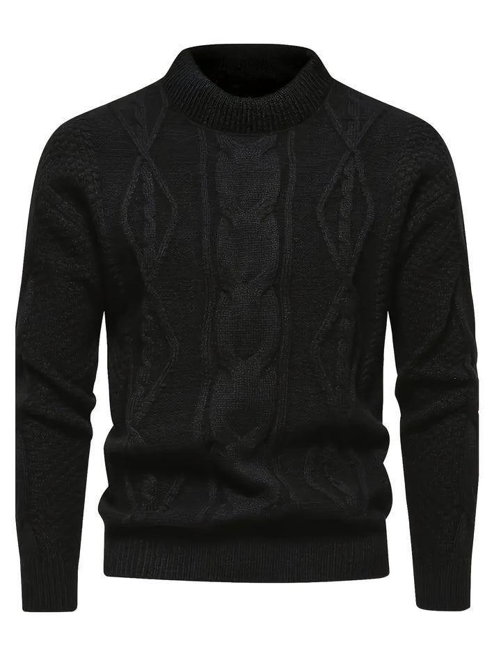 Men's Crew Neck Diamond Cable Knit Aran Jumper 5