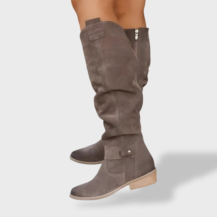 Hilary | Women's Leather Slouch Knee High Heel Boots