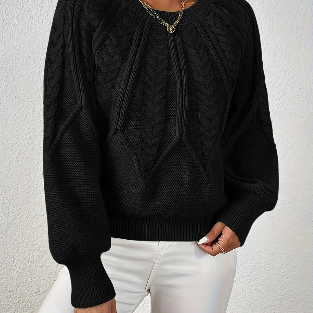 Women's Balloon Sleeve Cable Knit Aran Jumper 20
