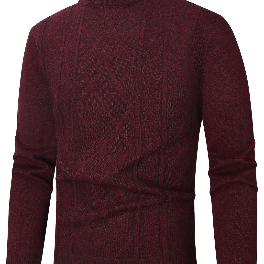 Men's Turtleneck Diamond Knit Aran Jumper 11