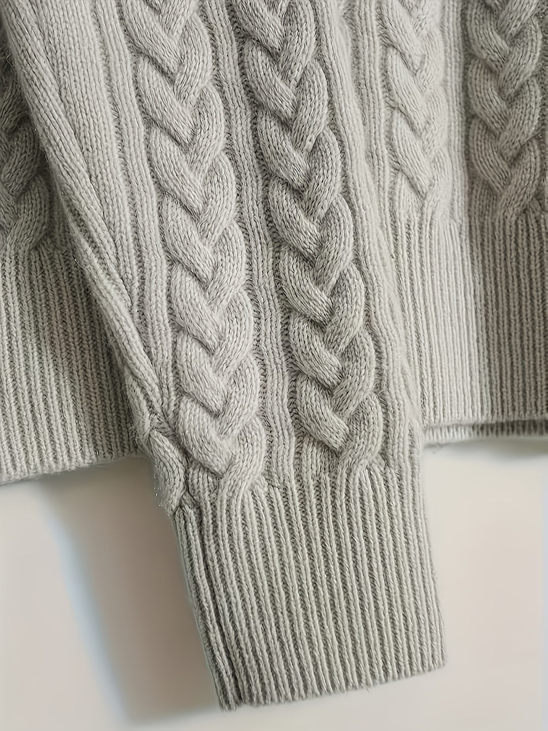 Women's Stand Collar Cable Aran Jumper 7