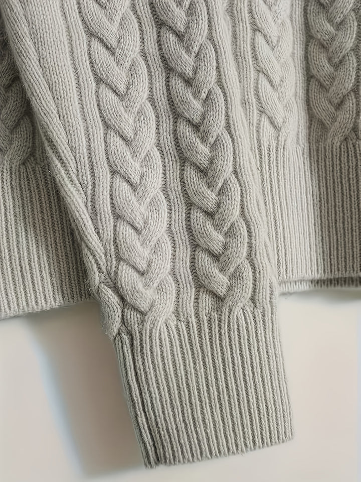 Women's Stand Collar Cable Aran Jumper 7