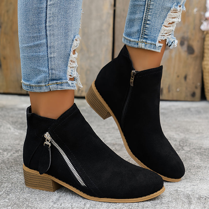 Aoibheann | Orthopedic Block Heel Ankle Boots with Side Zips