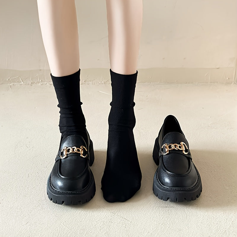 Women's Chunky Platform Chain Loafers 12