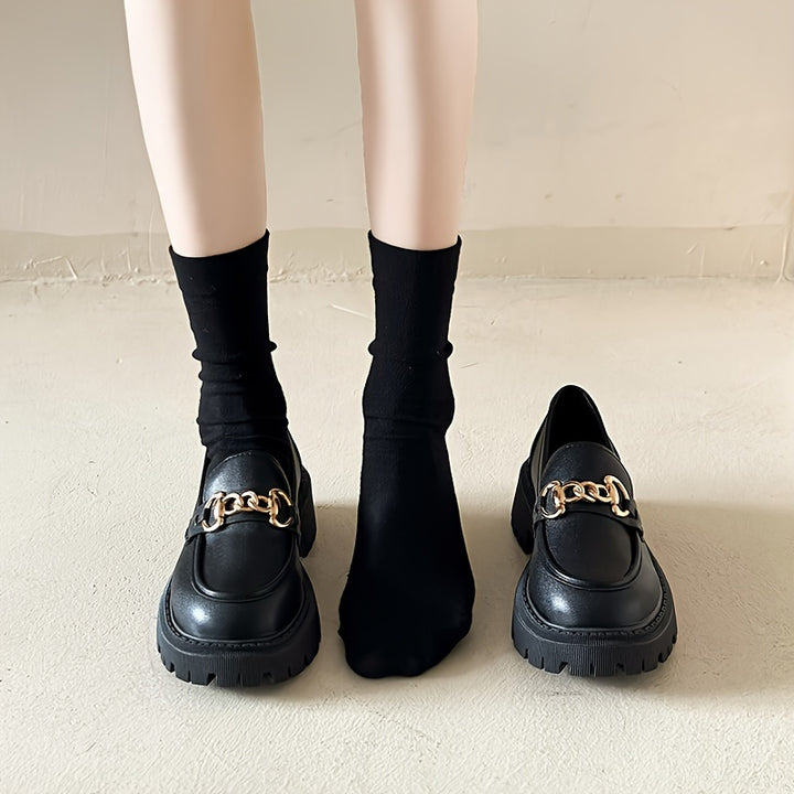 Women's Chunky Platform Chain Loafers 12