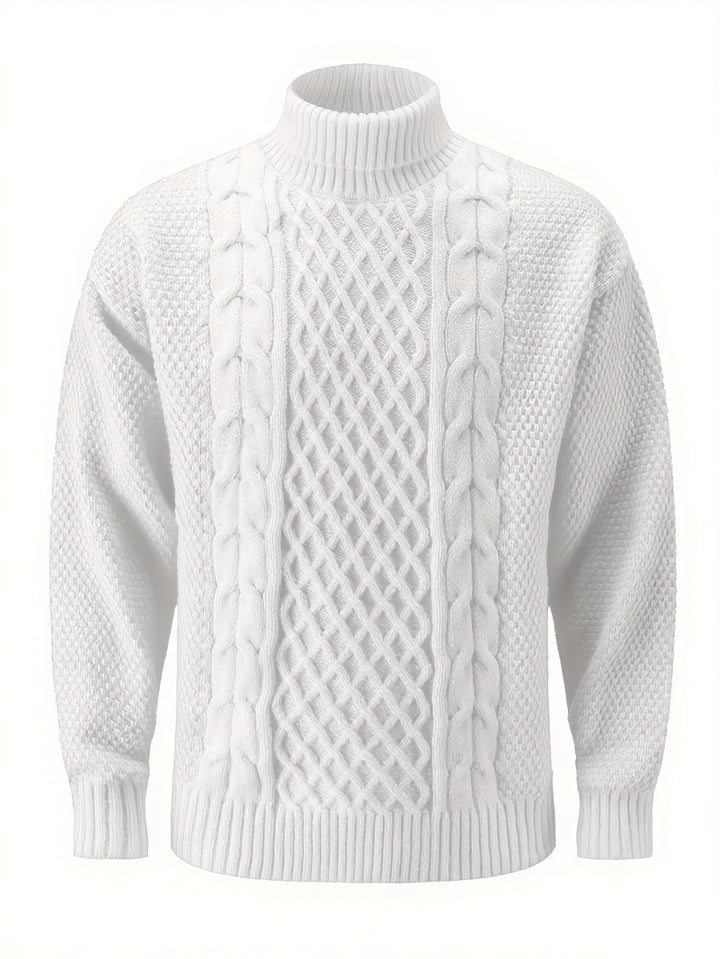 Men's Turtleneck Cable Knit Aran Jumper 9