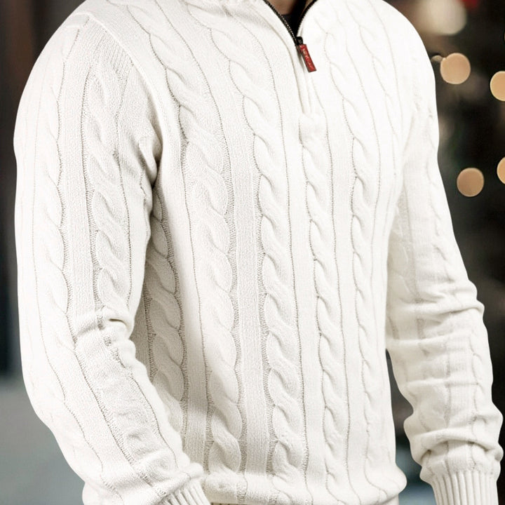 Men's Half Zip Cable Knit Aran Jumper 10