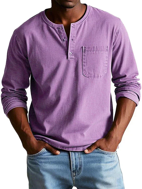 Áedán | Long-Sleeve Henley Shirt with Chest Pocket