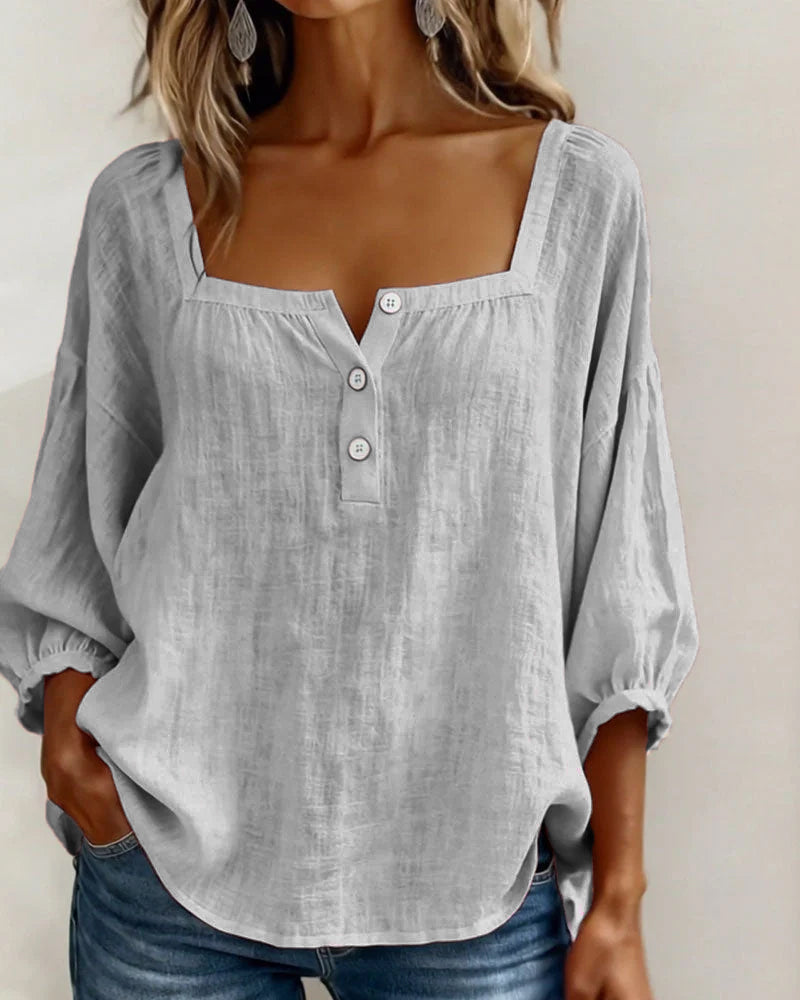 Orlinda | Puff Sleeve Blouse with Square Neckline