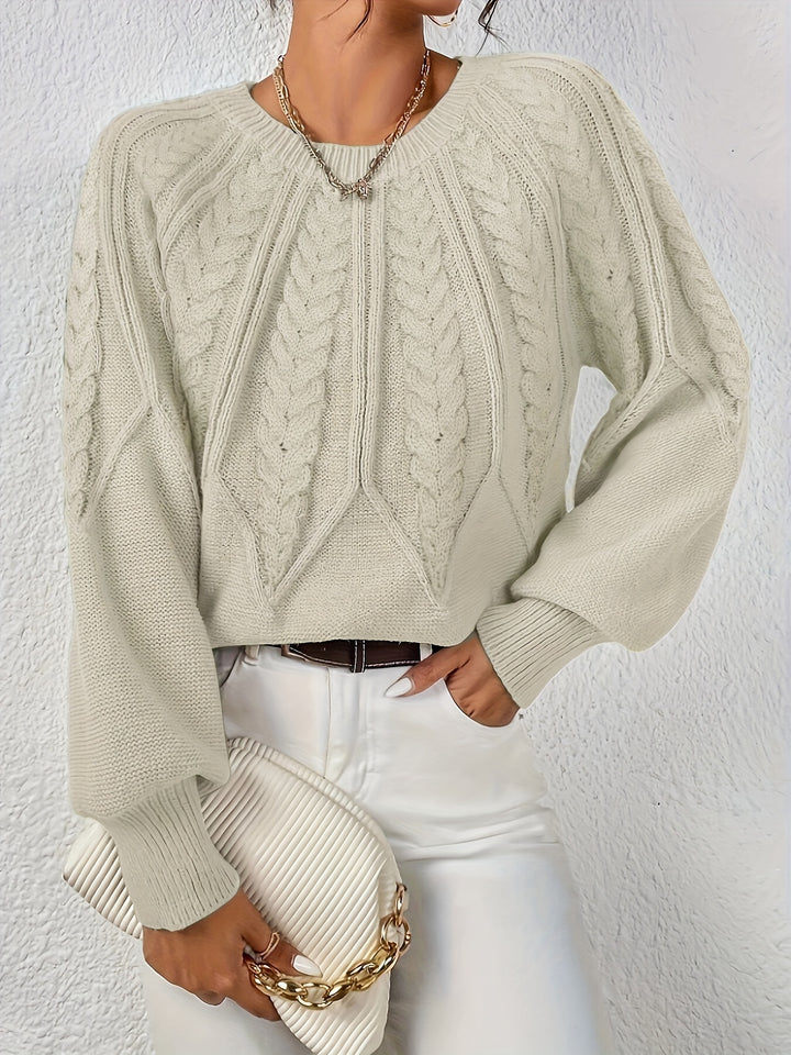 Women's Balloon Sleeve Cable Knit Aran Jumper 2