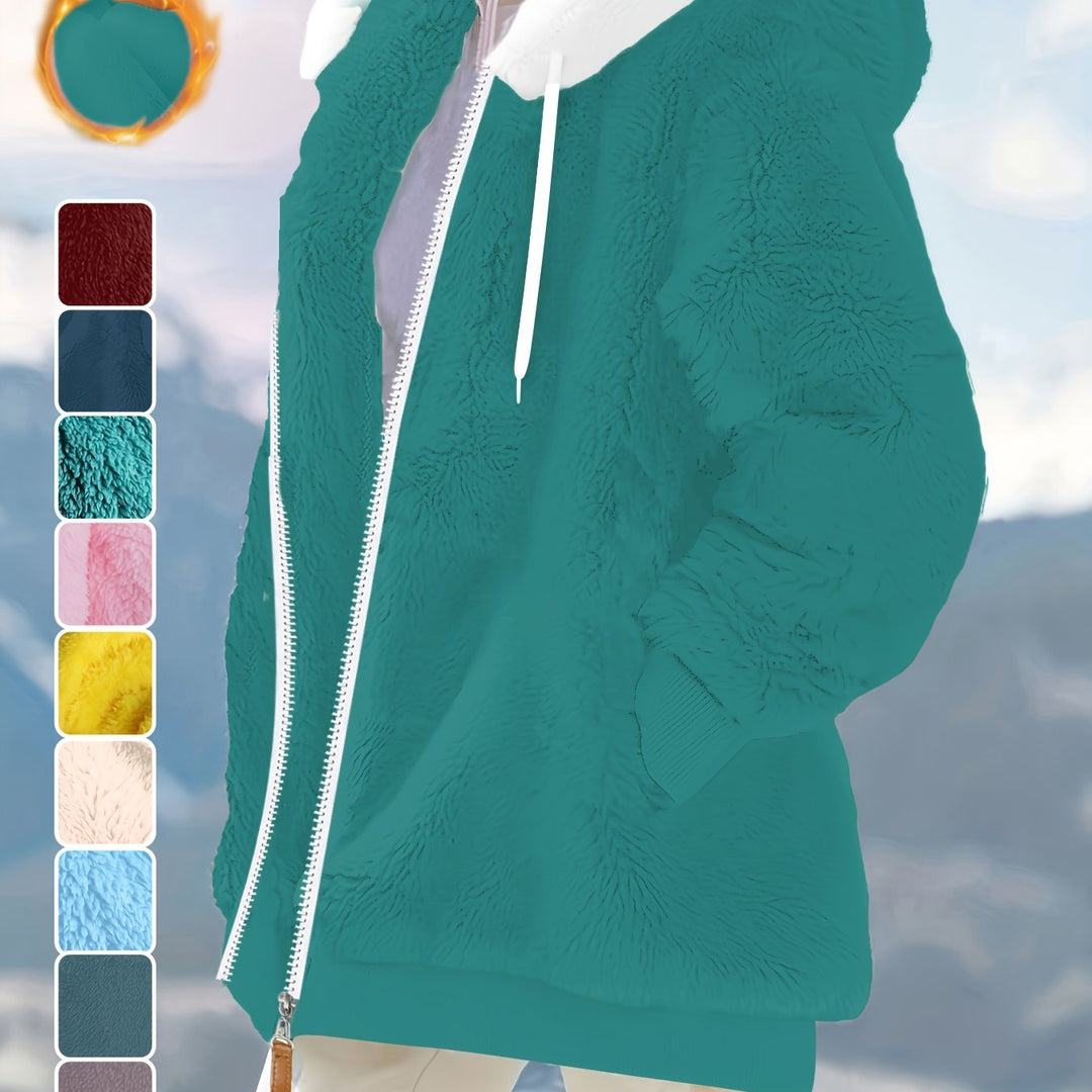 Women's Plus Size Oversized Sherpa Fleece Zip Up Hoodie Jacket 23