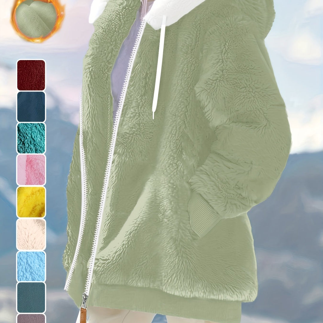 Women's Plus Size Oversized Sherpa Fleece Zip Up Hoodie Jacket 16