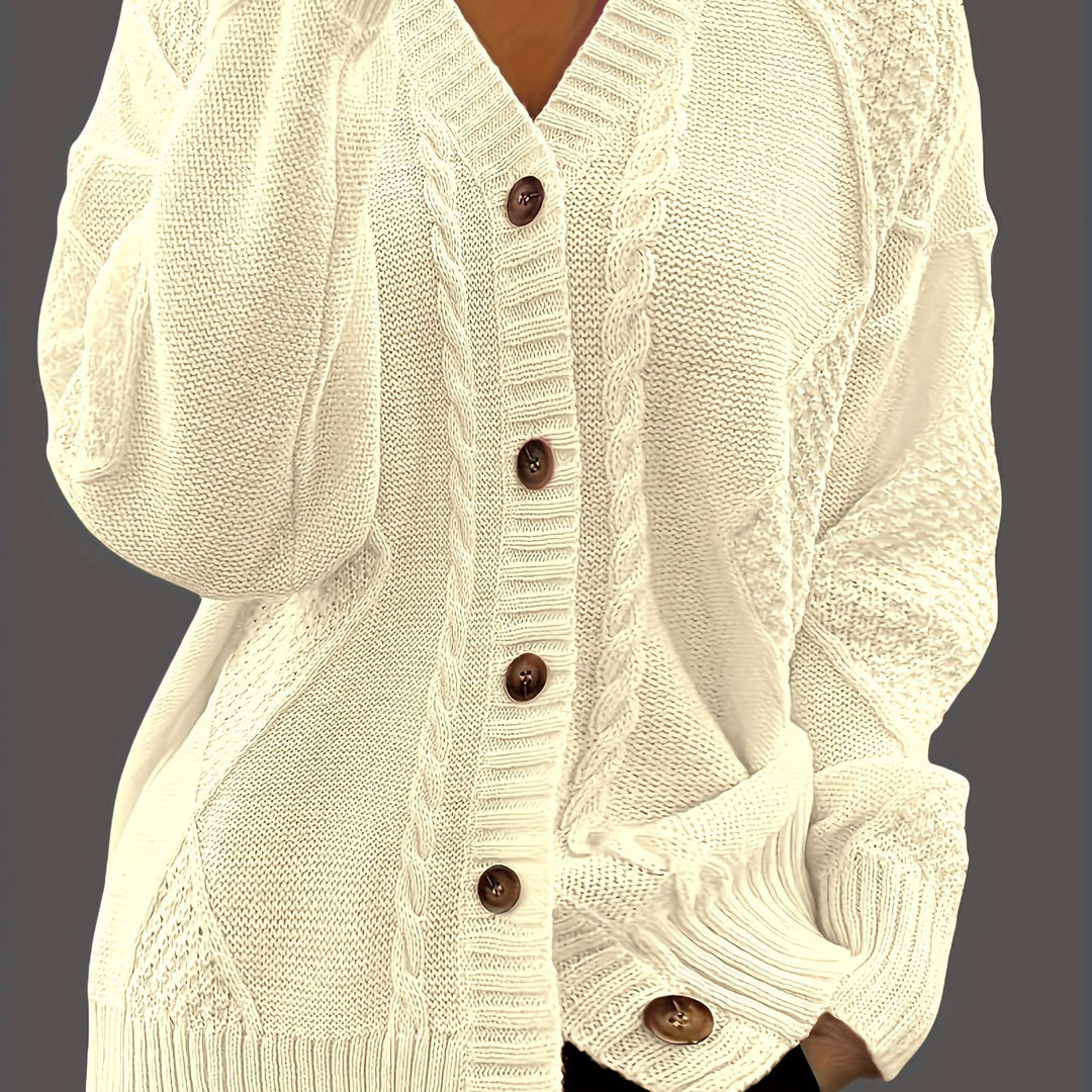 Women's Chunky Cable Knit Aran Cardigan 15