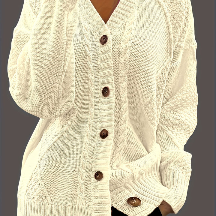 Women's Chunky Cable Knit Aran Cardigan 15