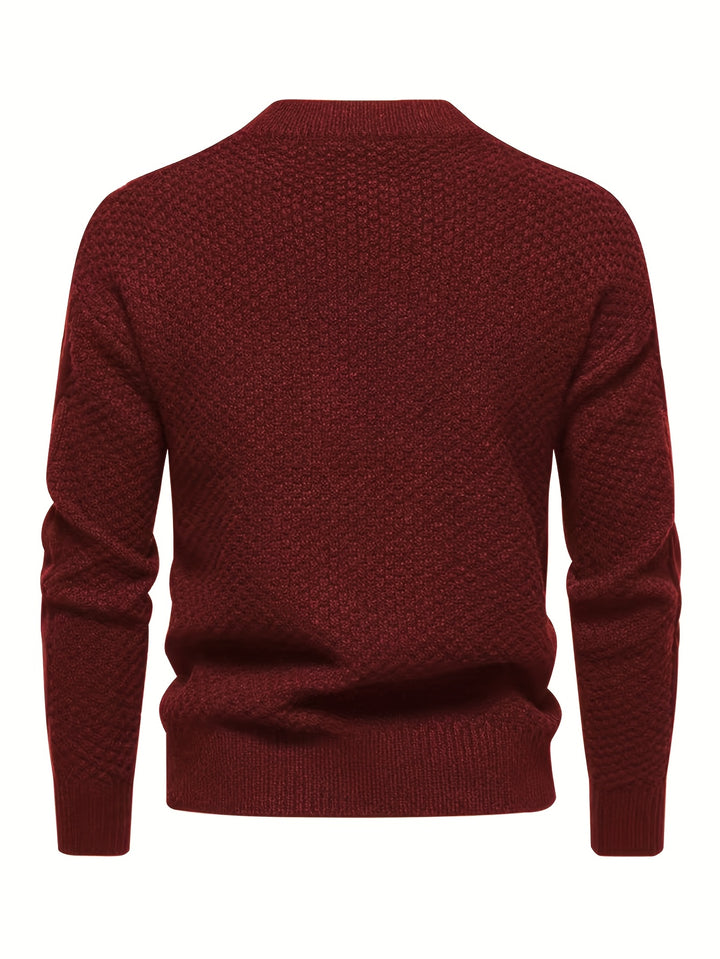 Men's Crew Neck Diamond Cable Knit Aran Jumper 8