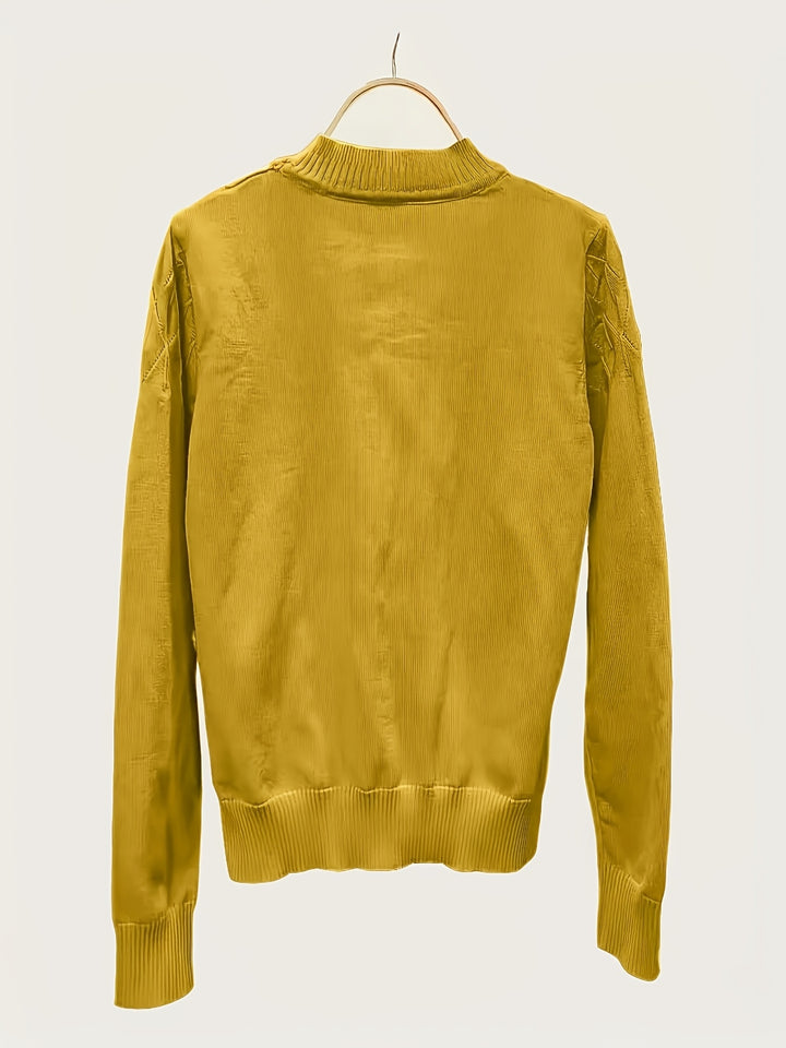 Women's Mock Neck Diamond Knit Aran Jumper 9