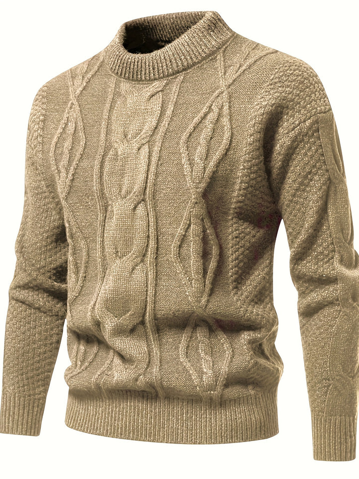 Men's Crew Neck Honeycomb Cable Aran Jumper 6
