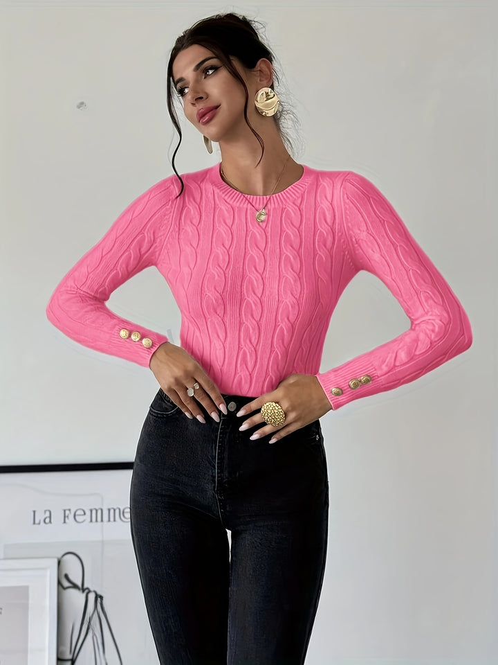 Women's Slim Fit Cable Knit Aran Jumper 4
