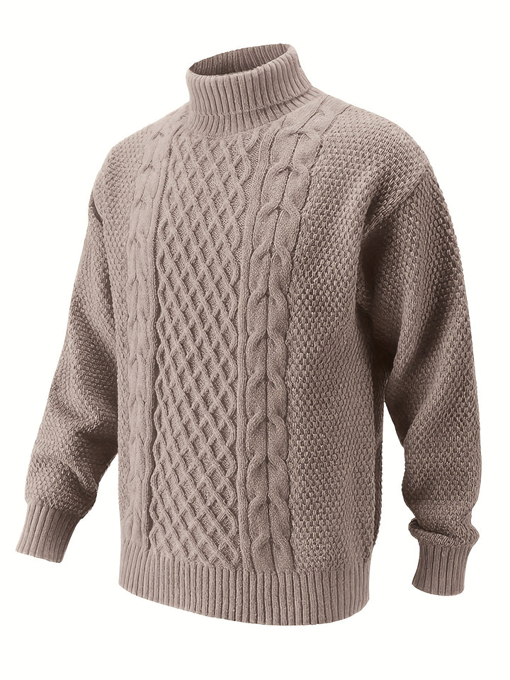 Men's Turtleneck Cable Knit Aran Jumper 7