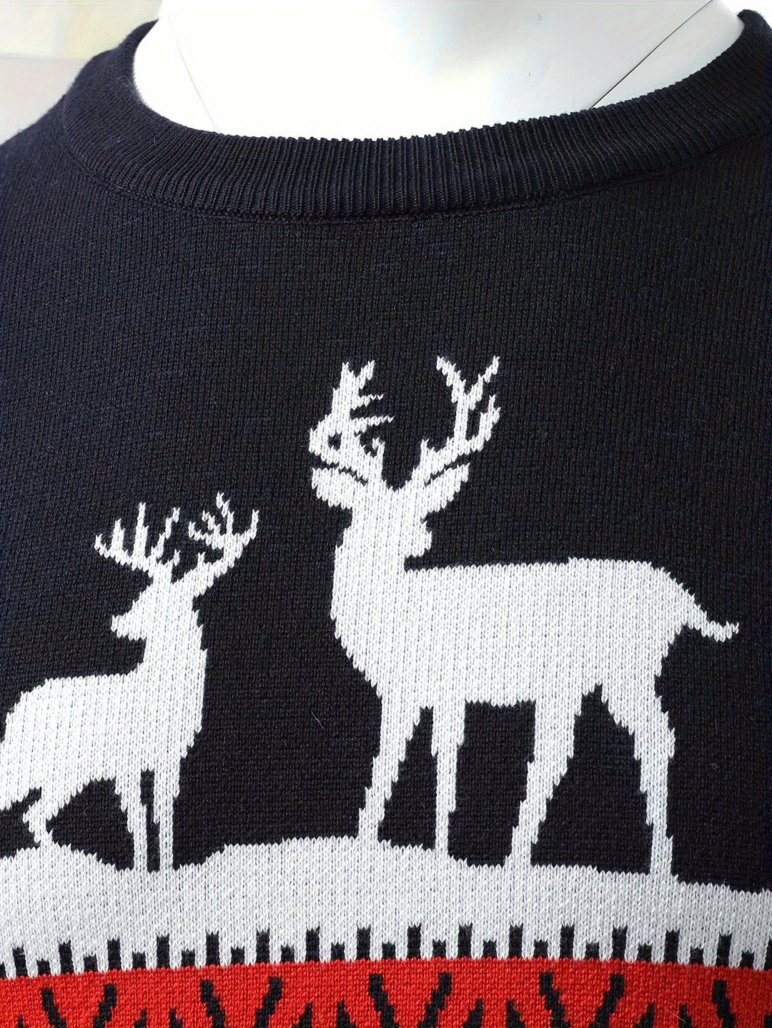 Men's Reindeer Crew Neck Christmas Jumper - Red