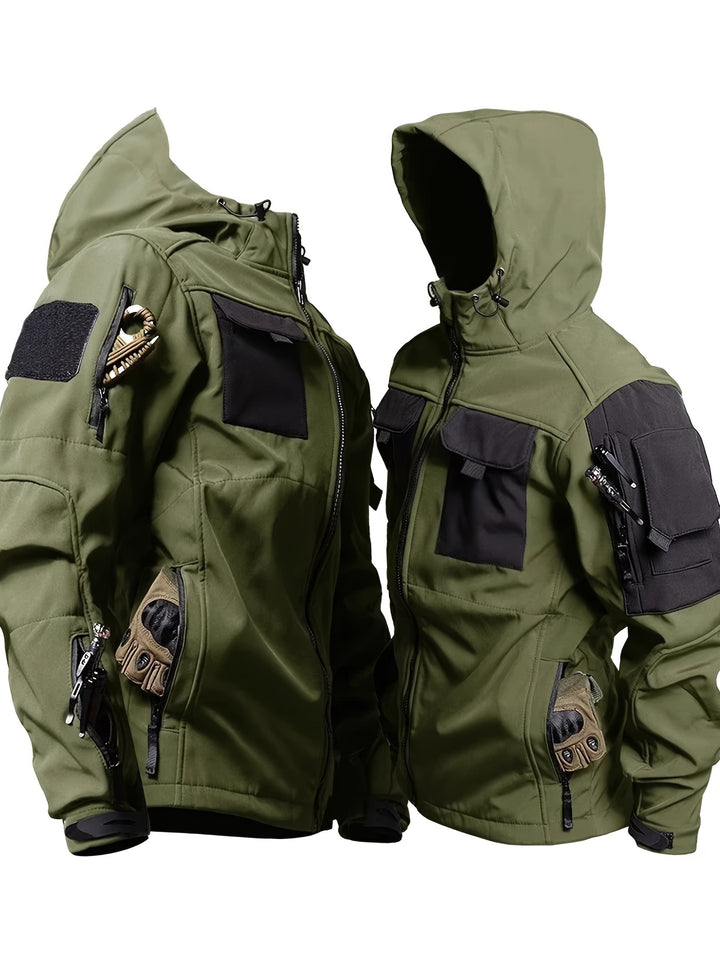 Men's Fleece Lined Hooded Softshell Multi Pocket Jacket 5