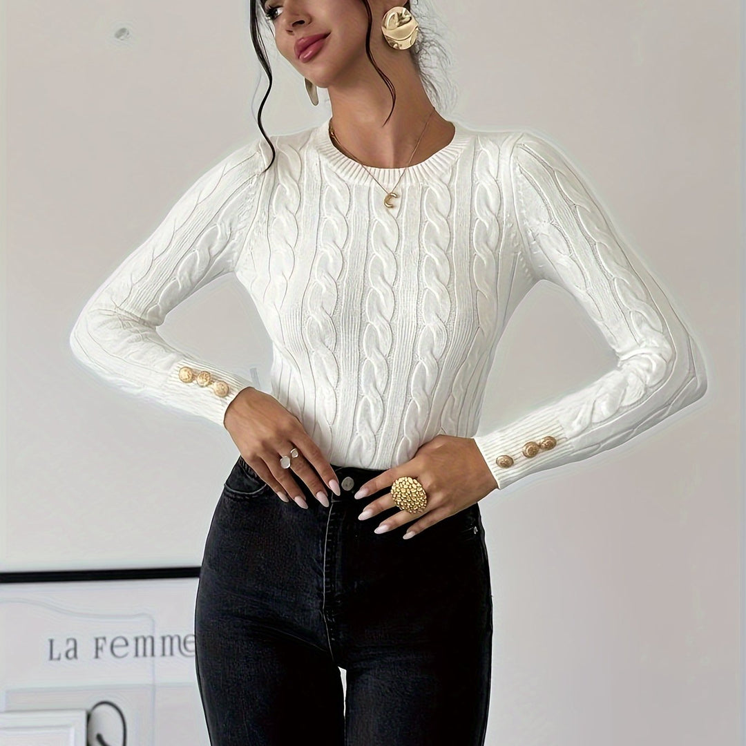 Women's Slim Fit Cable Knit Aran Jumper 12