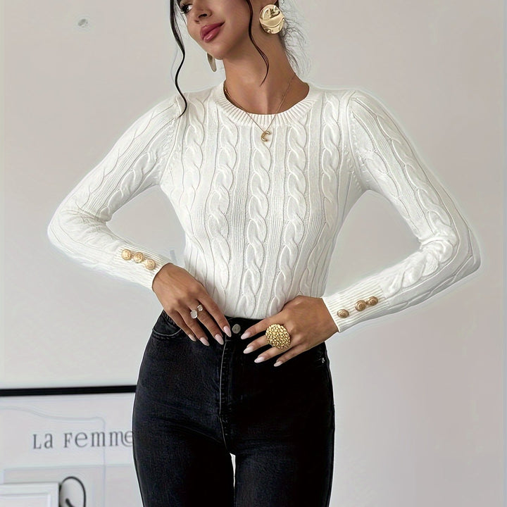 Women's Slim Fit Cable Knit Aran Jumper 12