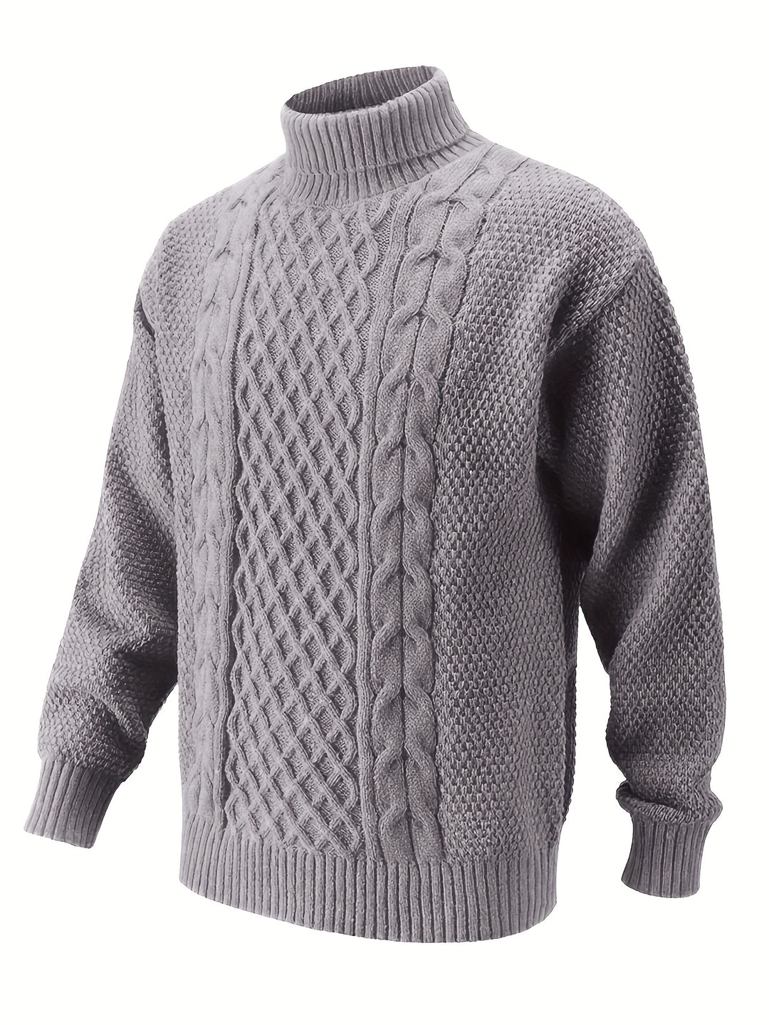 Men's Turtleneck Cable Knit Aran Jumper 6