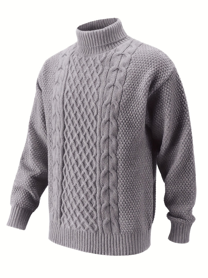 Men's Turtleneck Cable Knit Aran Jumper 6