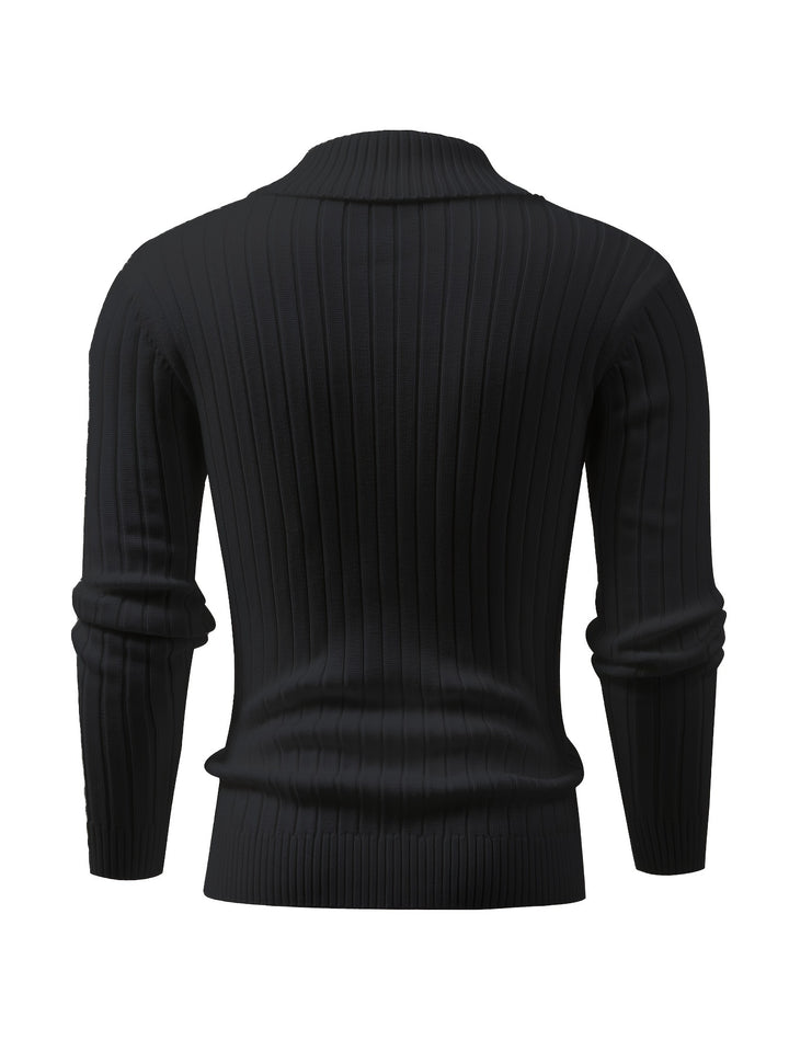Men's Shawl Collar Ribbed Knit Aran Jumper 9