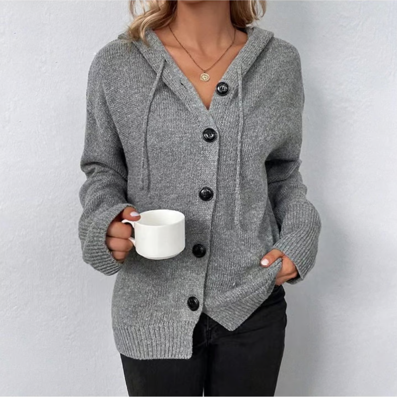 Women's Hooded Button Up Knit Cardigan 10