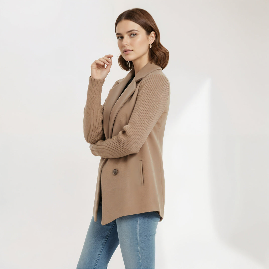Rosemarie | Unstructured Draped Coat with Roll-Up Sleeves