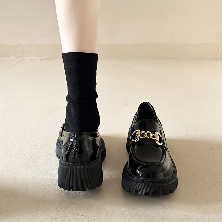 Women's Chunky Platform Chain Loafers 10