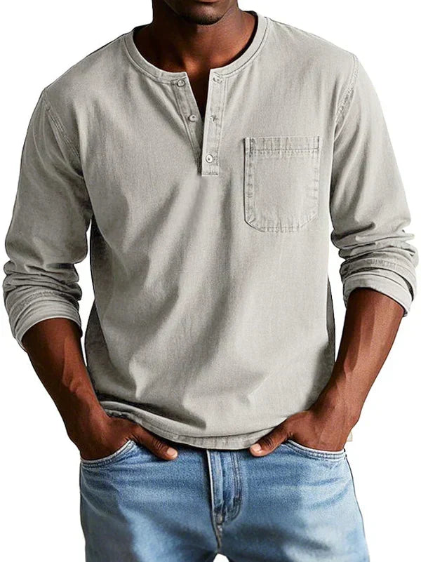 Áedán | Long-Sleeve Henley Shirt with Chest Pocket
