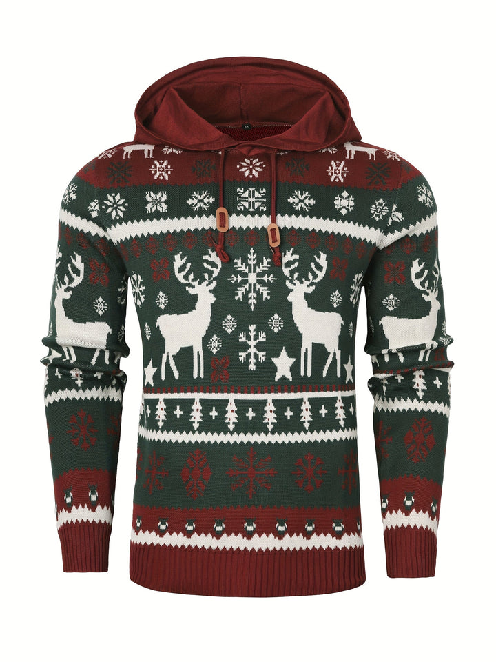Men's Reindeer Knitted Christmas Hoodie